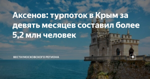 Турпоток в Крым по итогам девяти месяцев вырос на 20%