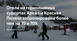 Отели на горнолыжных курортах Архыз и Красная Поляна забронированы более чем на 75 и 70%