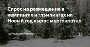 РСТ: спрос на размещение в кемпингах и глэмпингах на новогодние каникулы вырос многократно